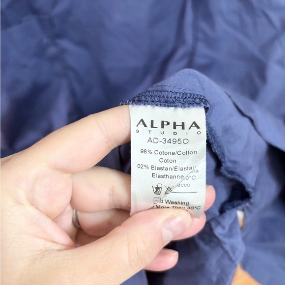 Alpha Studio blue periwinkle cotton poplin midi dress pockets size it 38 US XS - Picture 3 of 6